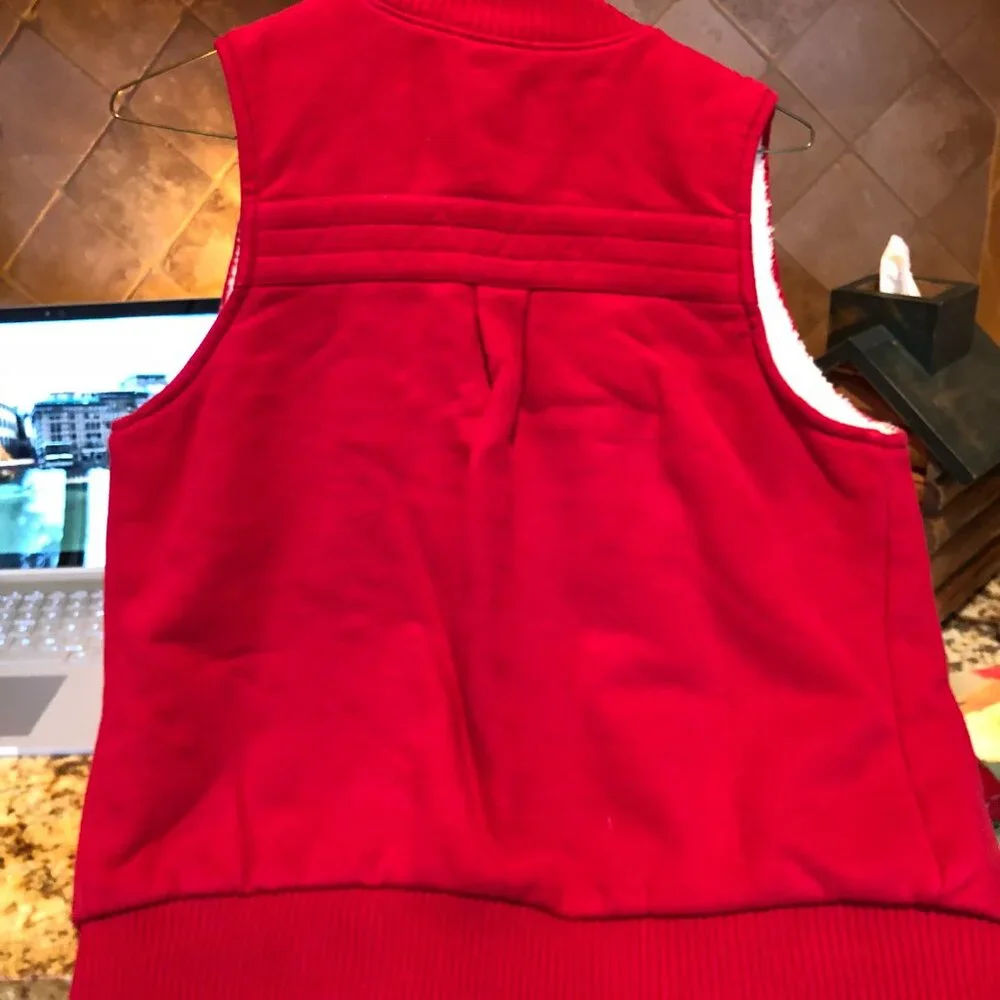 Old Navy Girls Fleece Lined Vest Zipper & Toggle Zip Button Red Small